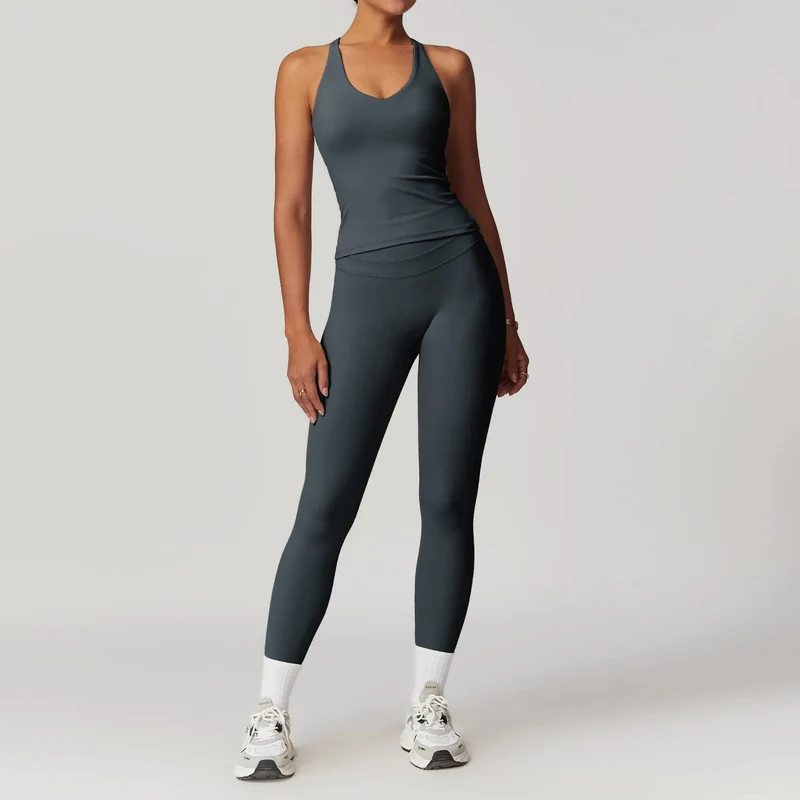 Mikeyoga Damen-Yoga-Set – 2-teilige Sportbekleidung: Leggings und Crop-Top