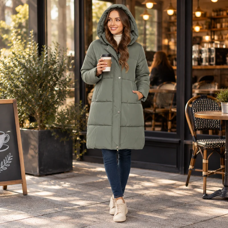Werten Sie Ihre Garderobe mit unserer stylischen Damen-Steppjacke auf.