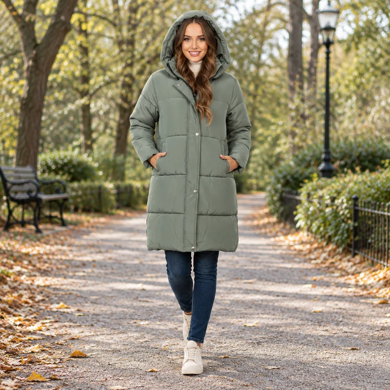 Werten Sie Ihre Garderobe mit unserer stylischen Damen-Steppjacke auf.
