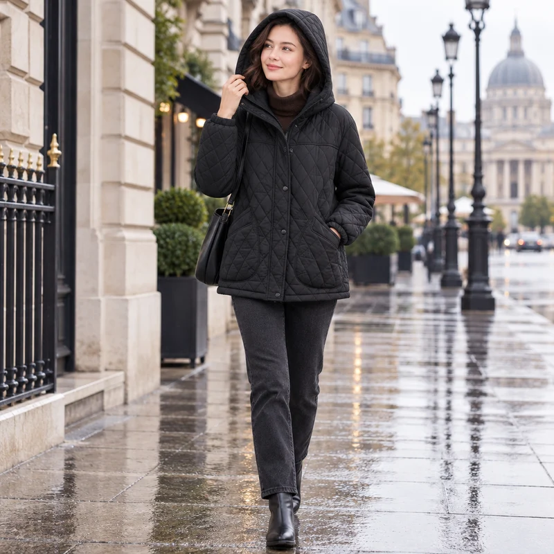 Verleihen Sie Ihrem Winter-Look mit unserer gesteppten Damen-Winterjacke das gewisse Etwas.