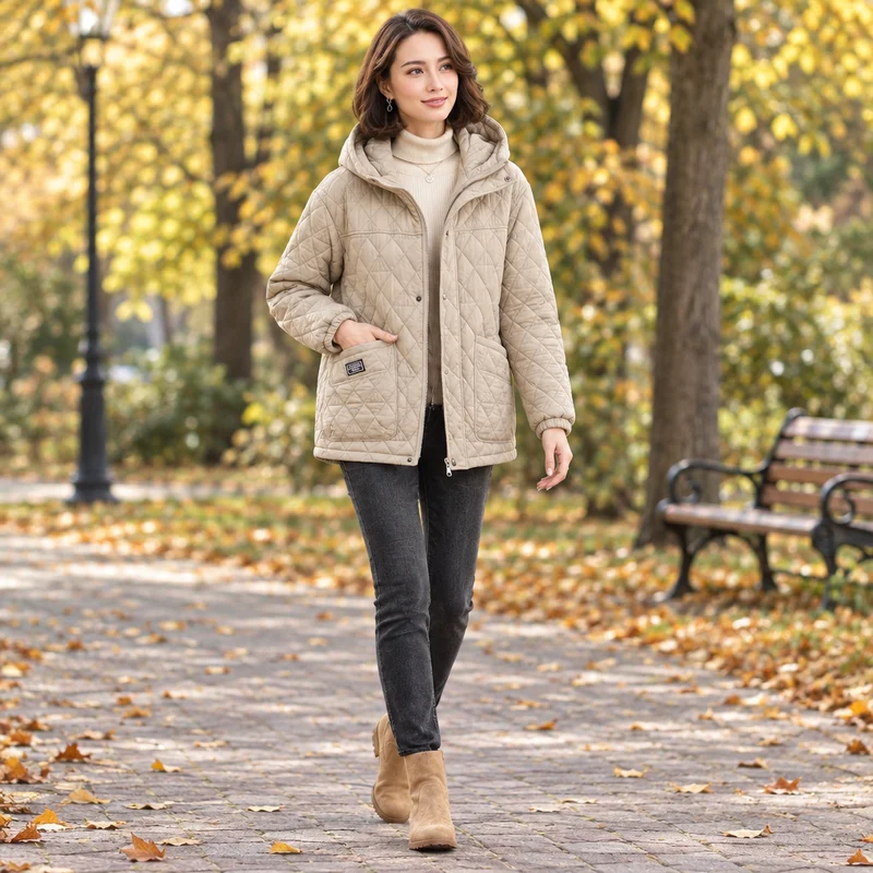 Verleihen Sie Ihrem Winter-Look mit unserer gesteppten Damen-Winterjacke das gewisse Etwas.