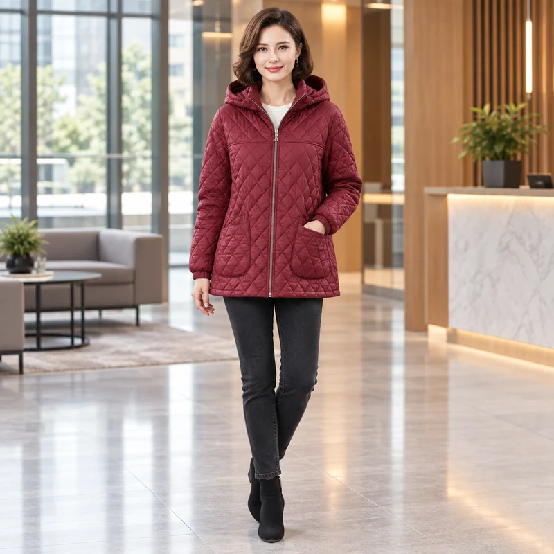 Verleihen Sie Ihrem Winter-Look mit unserer gesteppten Damen-Winterjacke das gewisse Etwas.