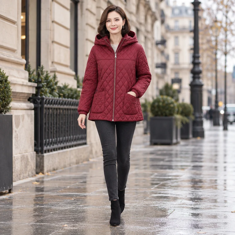 Verleihen Sie Ihrem Winter-Look mit unserer gesteppten Damen-Winterjacke das gewisse Etwas.