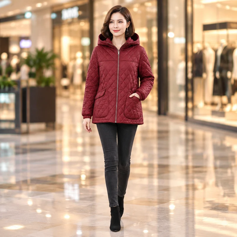 Verleihen Sie Ihrem Winter-Look mit unserer gesteppten Damen-Winterjacke das gewisse Etwas.