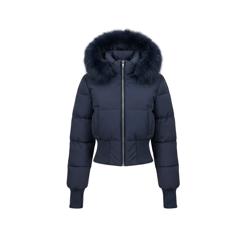 Mit unserem lässigen Damen-Winterdaunenmantel bleiben Sie stilvoll und warm.