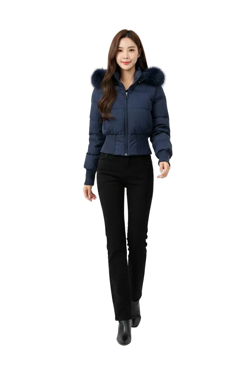 Mit unserem lässigen Damen-Winterdaunenmantel bleiben Sie stilvoll und warm.