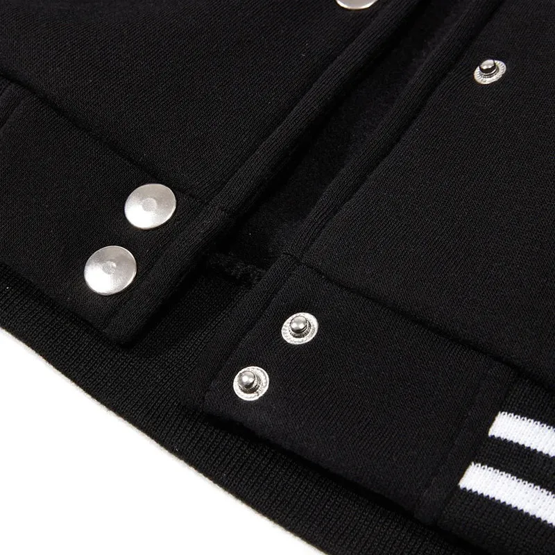 Schwarze und weiße Oversize-Jacke, Größe 5XL, lässiges Fleece-Baseball-Outfit für Damen und Herren, Streetwear