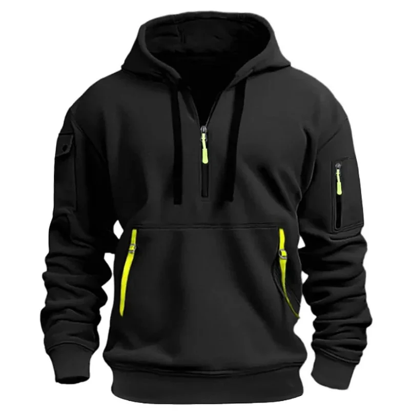 Winddichte Kapuzenjacke für Herren – Lässiger Patchwork-Mantel mit Reißverschluss, Größen S-4XL