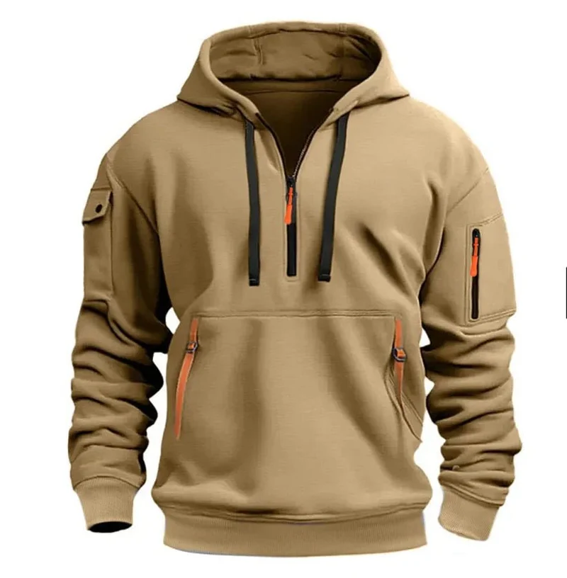 Winddichte Kapuzenjacke für Herren – Lässiger Patchwork-Mantel mit Reißverschluss, Größen S-4XL