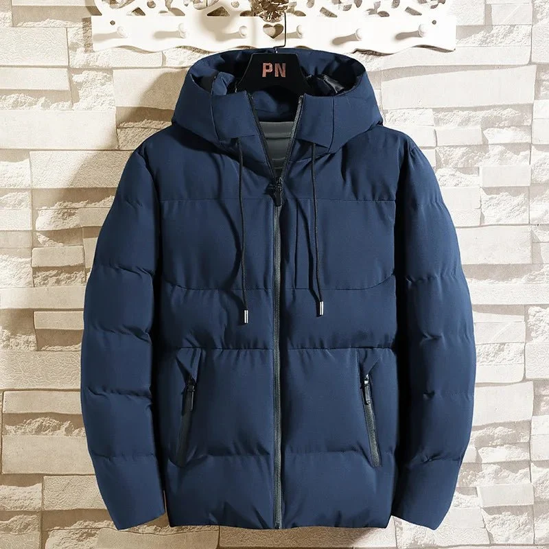 Dicke Winterjacke mit Kapuze aus Baumwolle für Herren – Stilvolle, winddichte Oberbekleidung