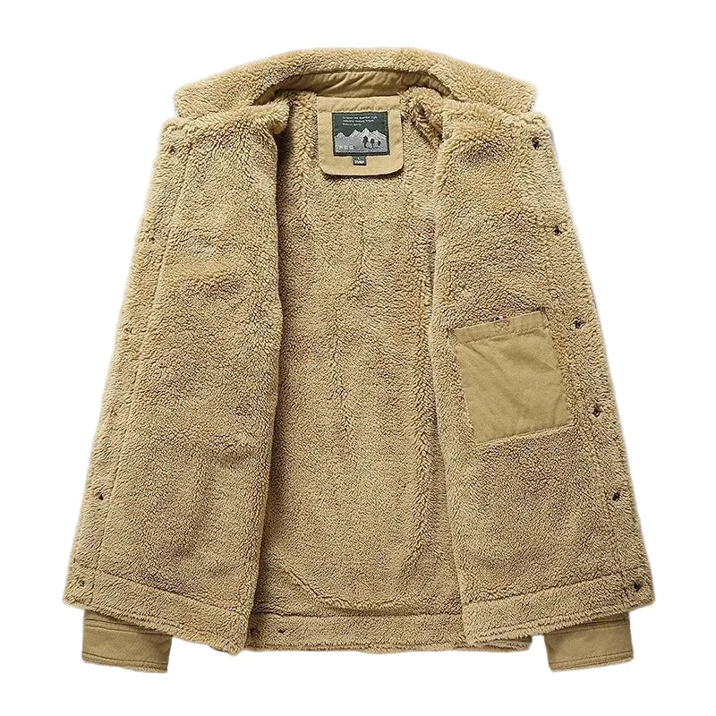 Herren Winterfleecejacke, dick, warm, lässig, winddicht, mit Pelzkragen, für Outdoor-Aktivitäten im Herbst