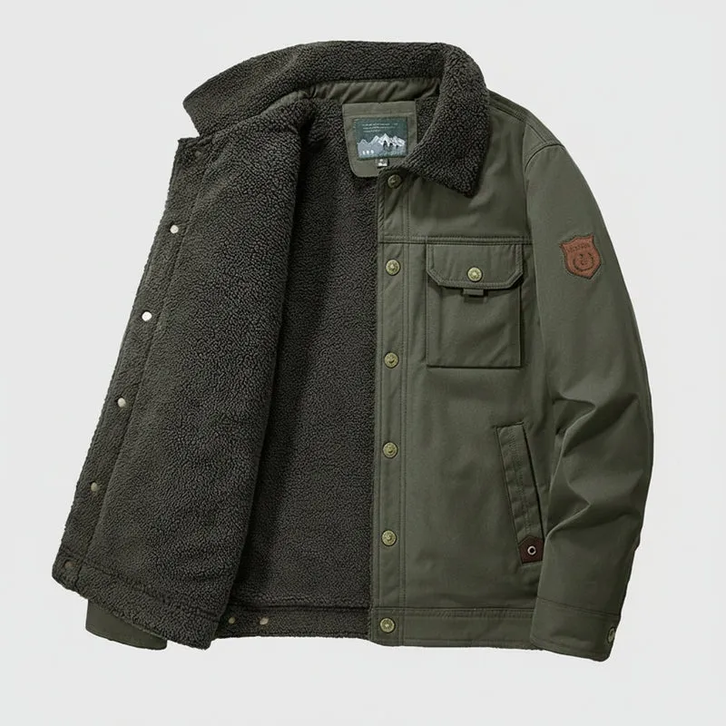 Herren Winterfleecejacke, dick, warm, lässig, winddicht, mit Pelzkragen, für Outdoor-Aktivitäten im Herbst