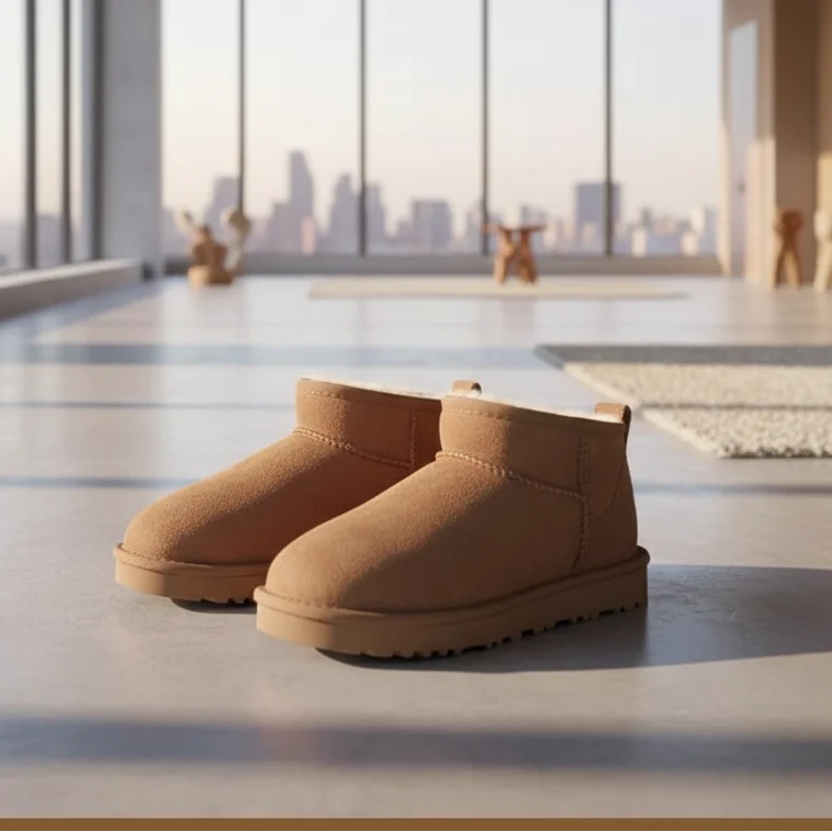 Stilvolle Winterstiefel aus Lammfell und Leder für ultimative, lässige Wärme