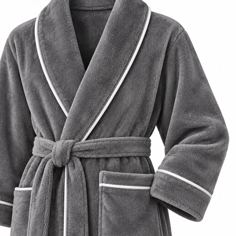 Men's Cozy Flannel Robe - Plush Coral Fleece for Ultimate Home Comfort