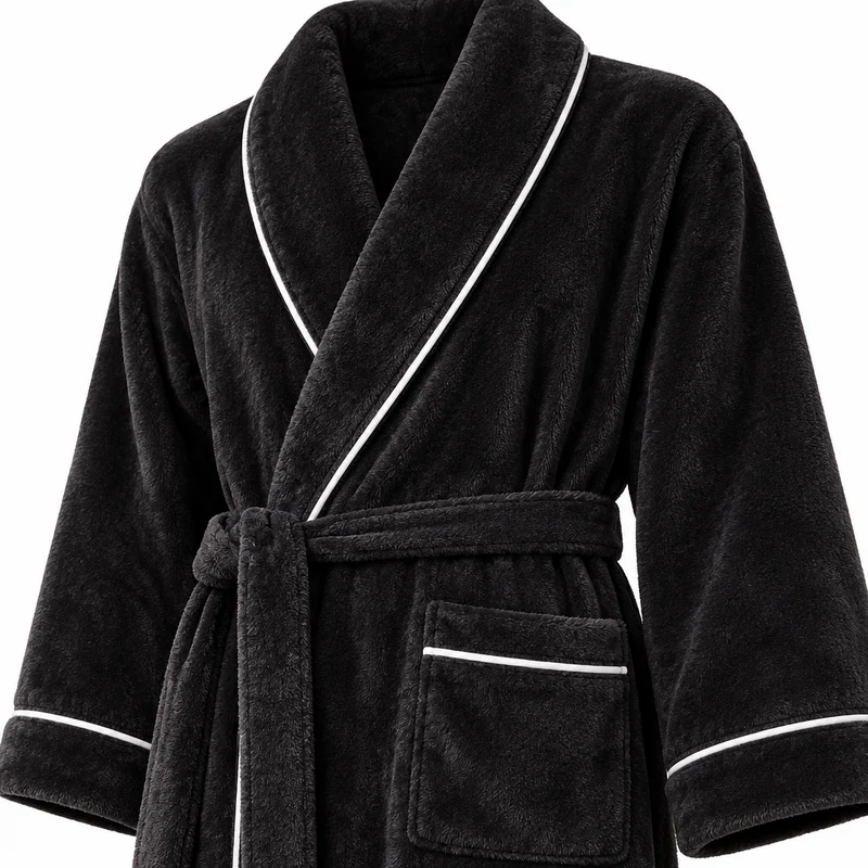 Men's Cozy Flannel Robe - Plush Coral Fleece for Ultimate Home Comfort