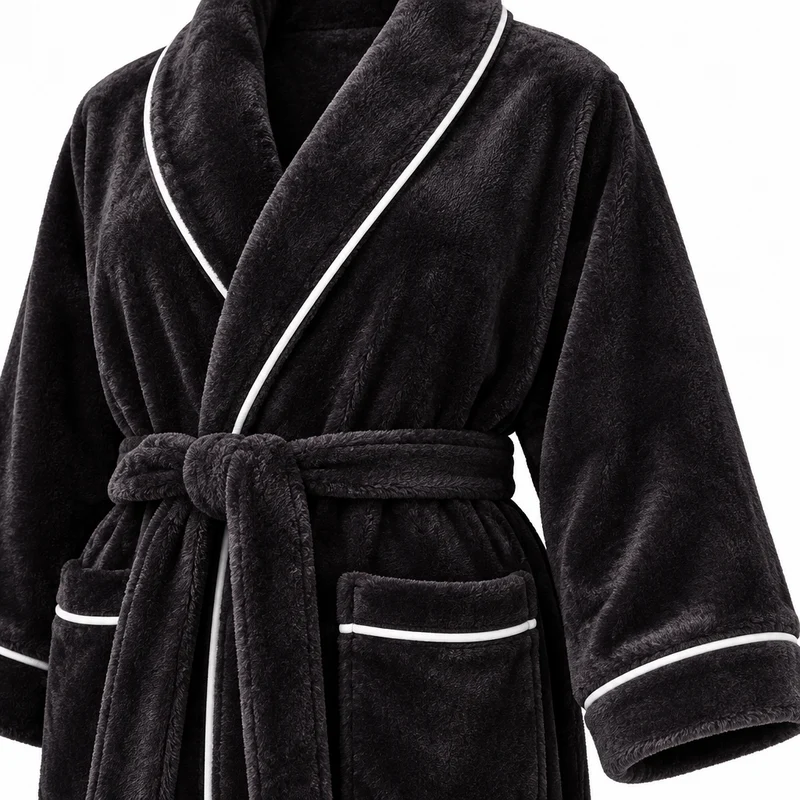 Men's Cozy Flannel Robe - Plush Coral Fleece for Ultimate Home Comfort