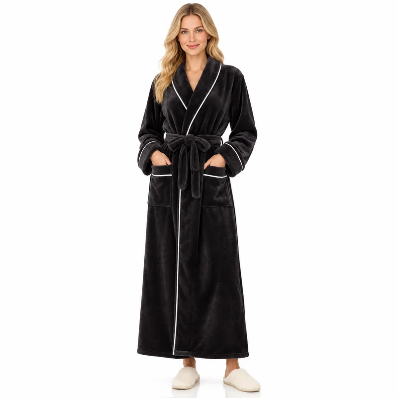 Men's Cozy Flannel Robe - Plush Coral Fleece for Ultimate Home Comfort