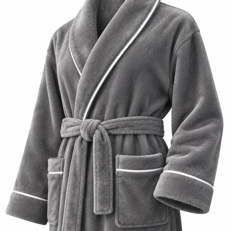 Men's Cozy Flannel Robe - Plush Coral Fleece for Ultimate Home Comfort