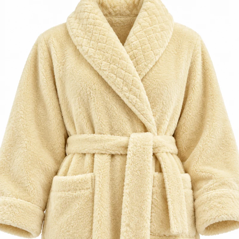 Men's Oversized Fleece Bathrobe - Coral Flannel Kimono Robe for Couples