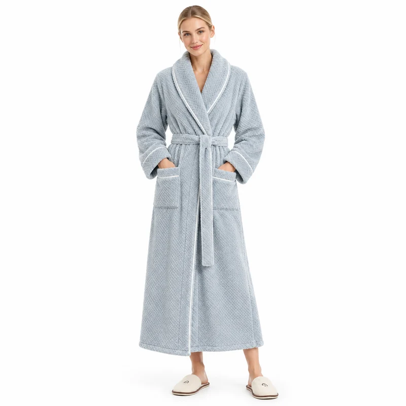 Men's Oversized Fleece Bathrobe - Coral Flannel Kimono Robe for Couples