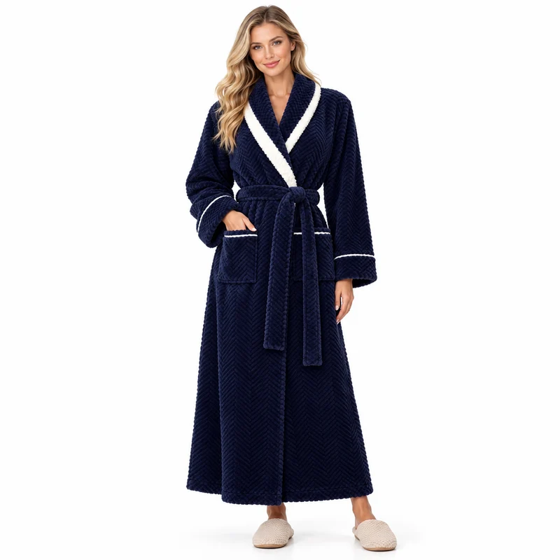 Men's Oversized Fleece Bathrobe - Coral Flannel Kimono Robe for Couples