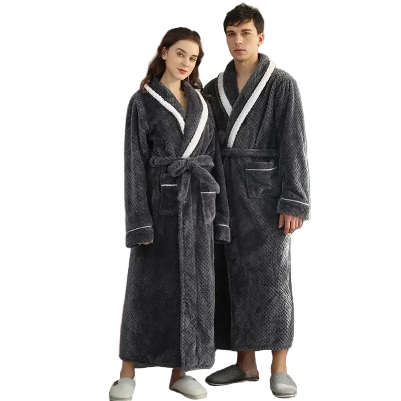 Couples Coral Velvet Bathrobes for Adults - Cozy Autumn/Winter Comfort