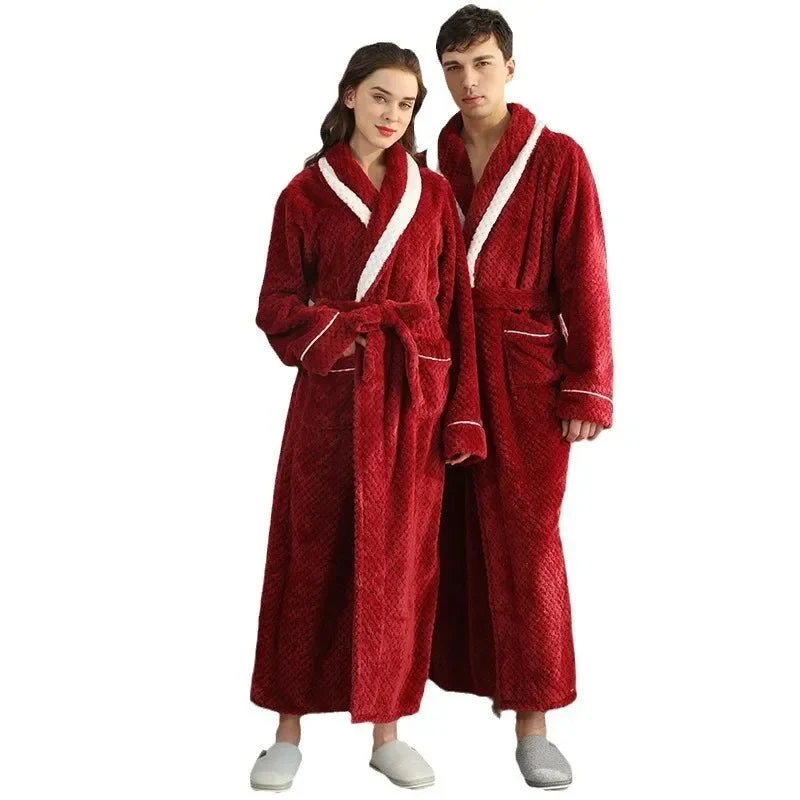 Couples Coral Velvet Bathrobes for Adults - Cozy Autumn/Winter Comfort