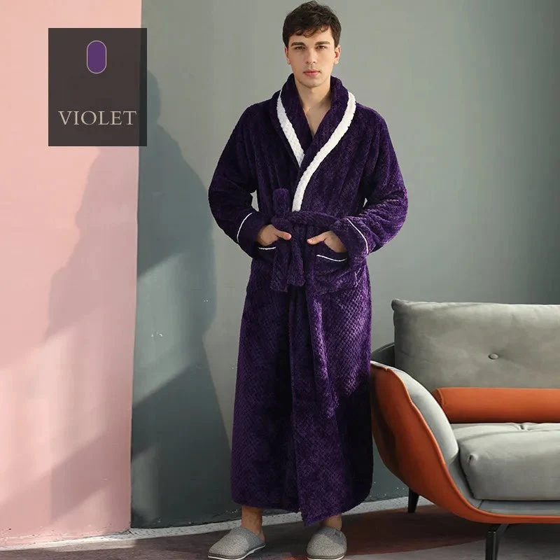 Couples Coral Velvet Bathrobes for Adults - Cozy Autumn/Winter Comfort