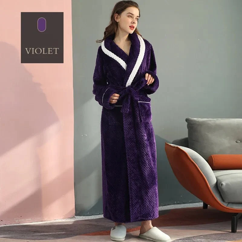 Couples Coral Velvet Bathrobes for Adults - Cozy Autumn/Winter Comfort