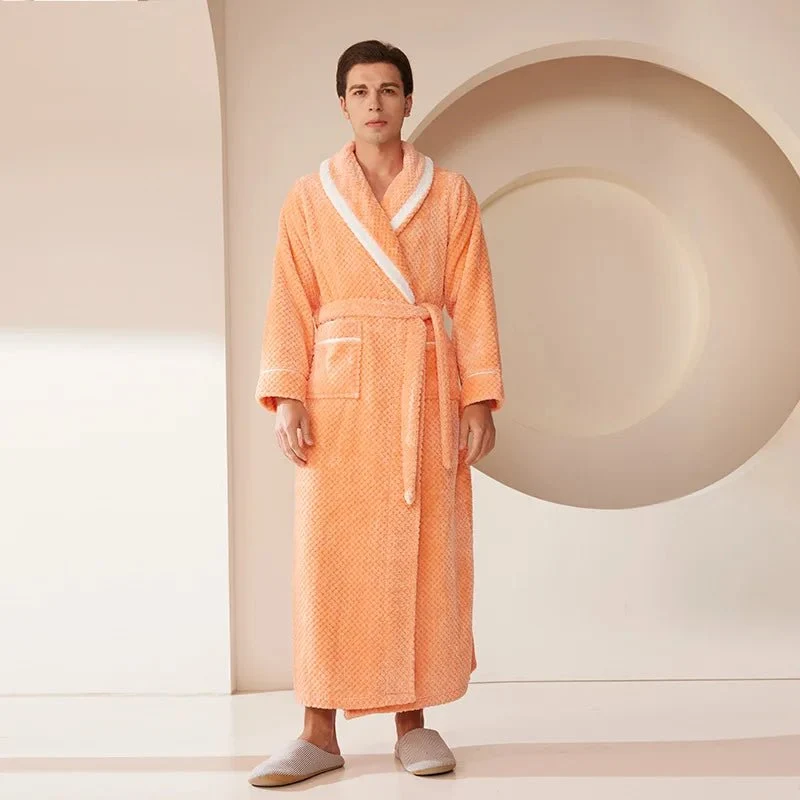 Couples Coral Velvet Bathrobes for Adults - Cozy Autumn/Winter Comfort