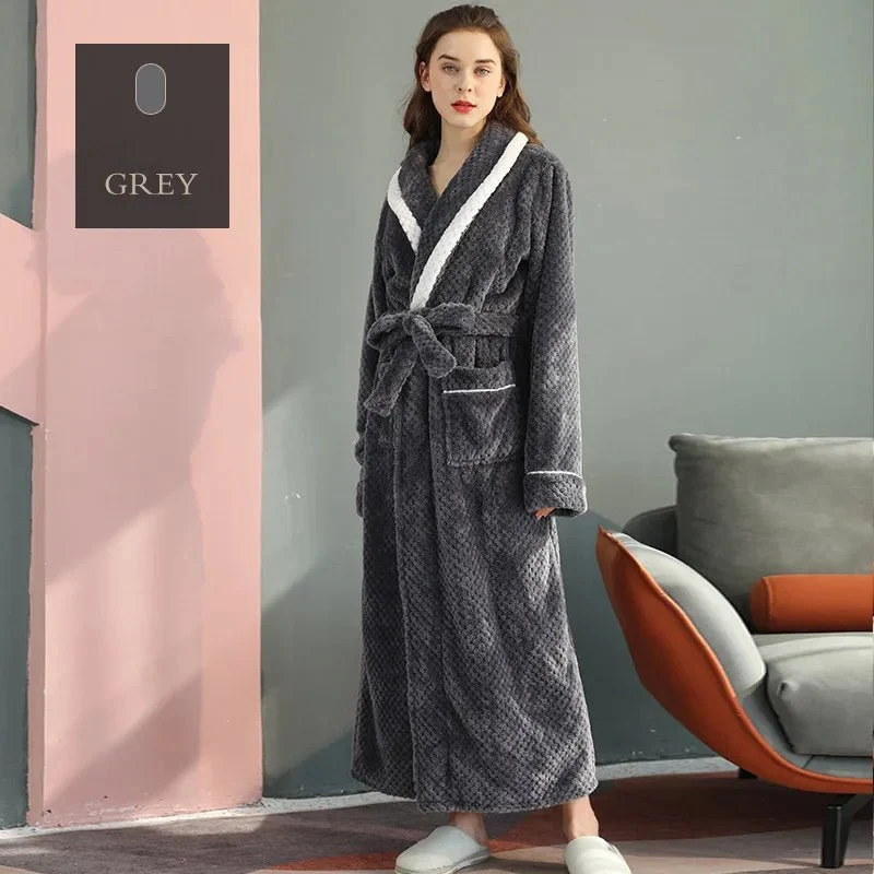 Couples Coral Velvet Bathrobes for Adults - Cozy Autumn/Winter Comfort