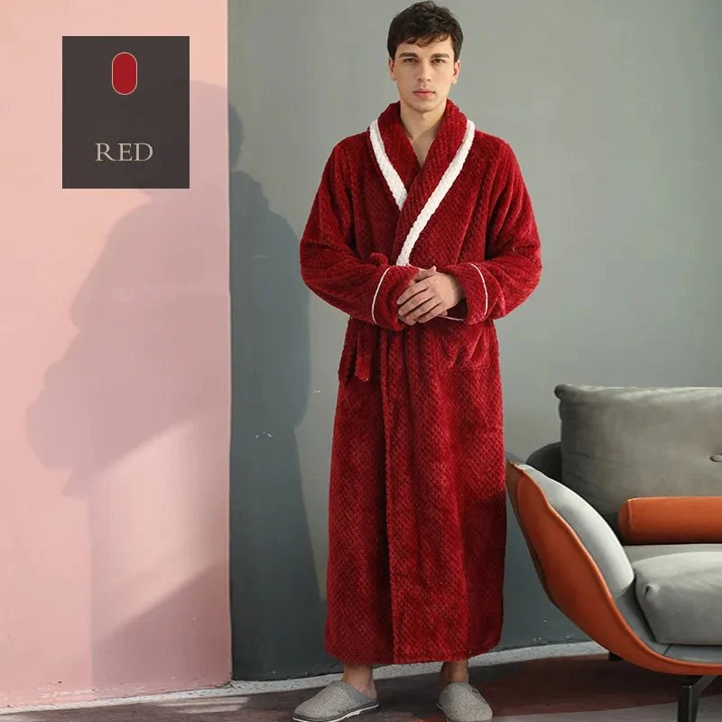 Couples Coral Velvet Bathrobes for Adults - Cozy Autumn/Winter Comfort
