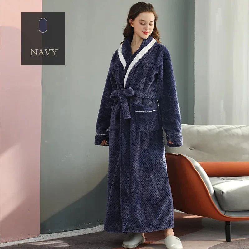 Couples Coral Velvet Bathrobes for Adults - Cozy Autumn/Winter Comfort