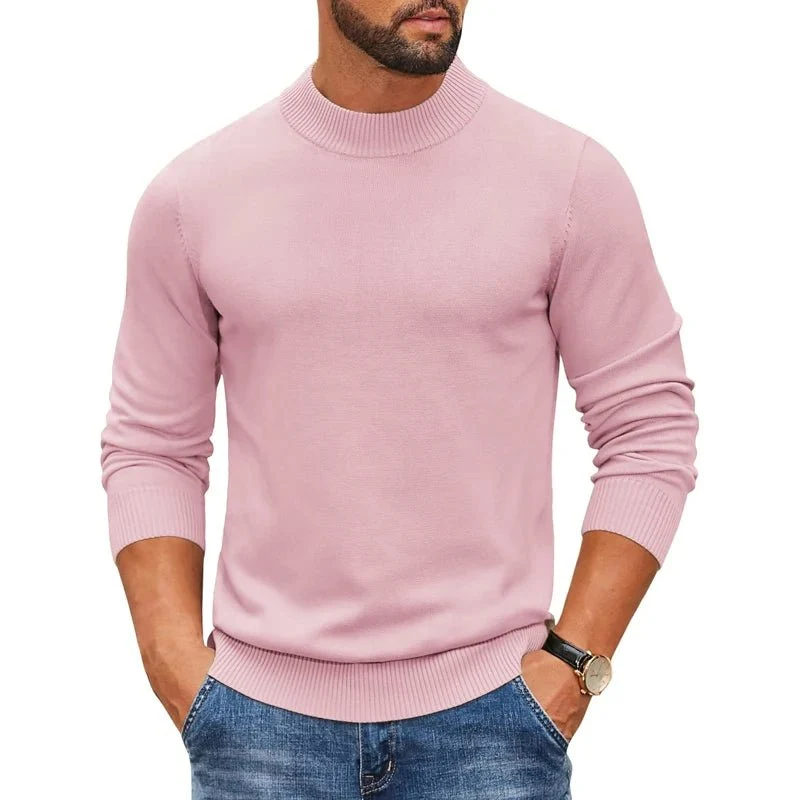 Men's Mock Turtleneck Sweater - Stylish Pullover for Cold Days in Streetwear Mode