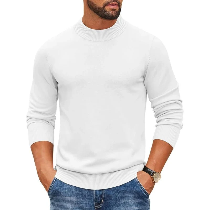 Men's Mock Turtleneck Sweater - Stylish Pullover for Cold Days in Streetwear Mode