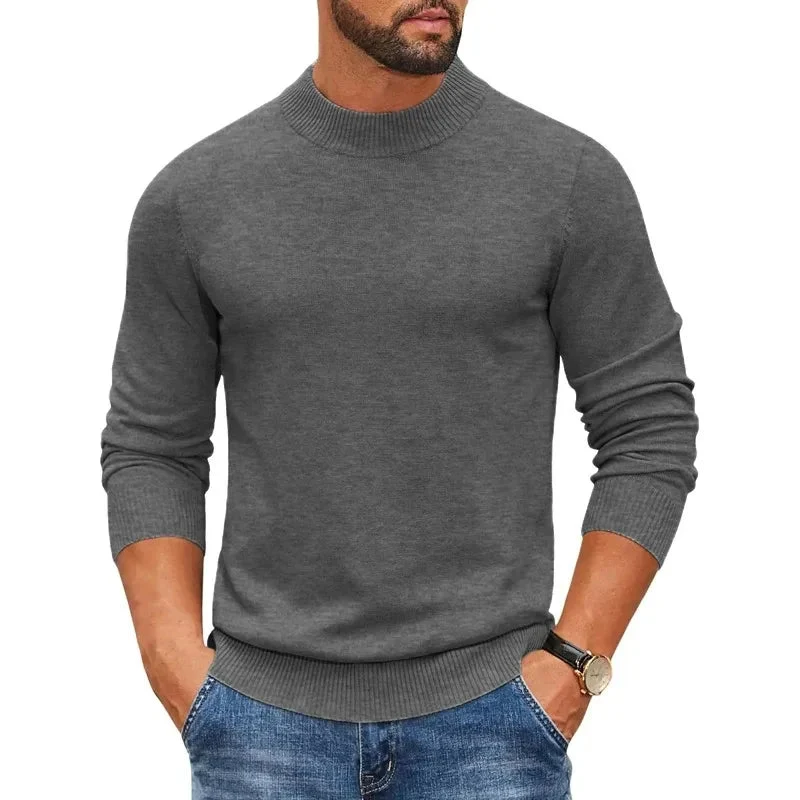 Men's Mock Turtleneck Sweater - Stylish Pullover for Cold Days in Streetwear Mode