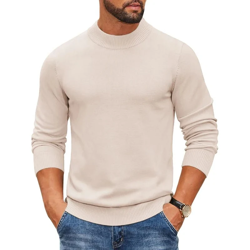 Men's Mock Turtleneck Sweater - Stylish Pullover for Cold Days in Streetwear Mode