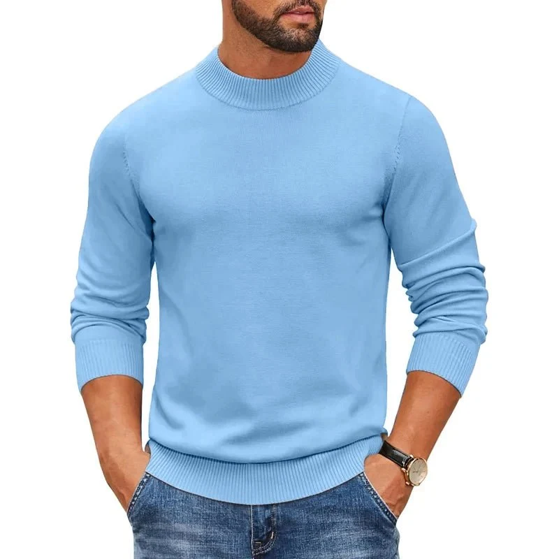 Men's Mock Turtleneck Sweater - Stylish Pullover for Cold Days in Streetwear Mode