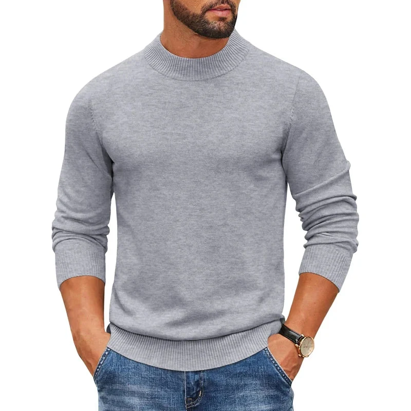 Men's Mock Turtleneck Sweater - Stylish Pullover for Cold Days in Streetwear Mode