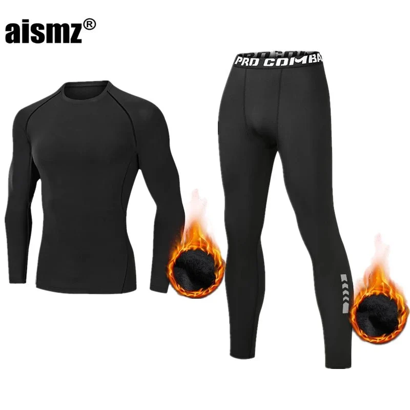 Thermounterwäsche-Set für Herren im Winter – Kompressions-Fleece-Unterwäsche, lange Unterwäsche, erste Schicht Sportbekleidung