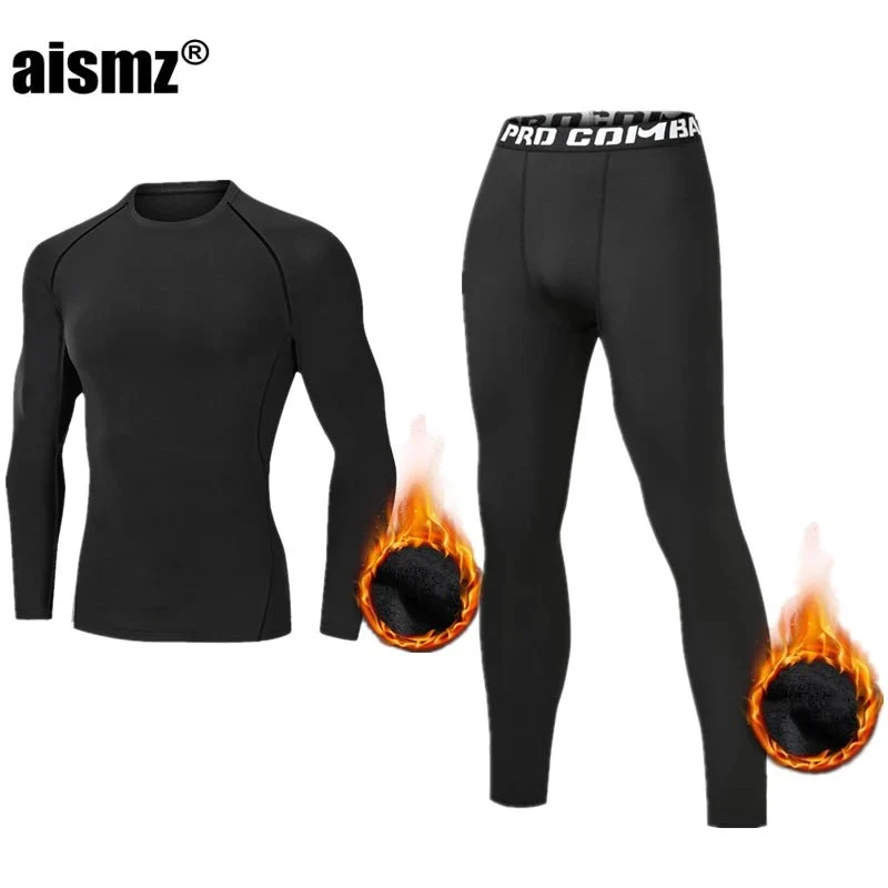 Thermounterwäsche-Set für Herren im Winter – Kompressions-Fleece-Unterwäsche, lange Unterwäsche, erste Schicht Sportbekleidung