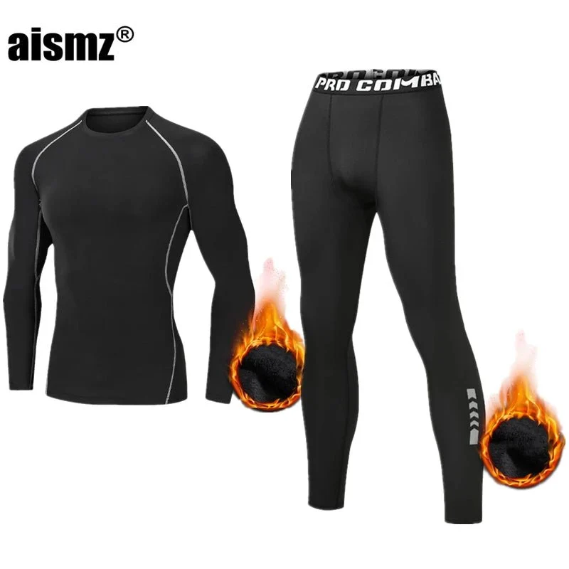 Thermounterwäsche-Set für Herren im Winter – Kompressions-Fleece-Unterwäsche, lange Unterwäsche, erste Schicht Sportbekleidung
