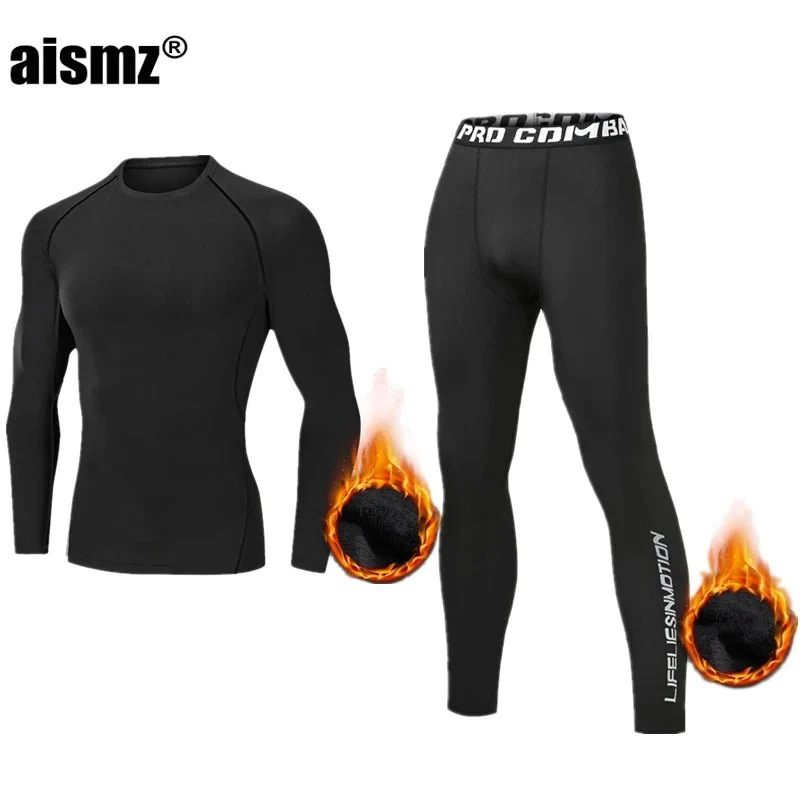 Thermounterwäsche-Set für Herren im Winter – Kompressions-Fleece-Unterwäsche, lange Unterwäsche, erste Schicht Sportbekleidung