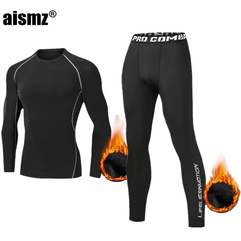 Thermounterwäsche-Set für Herren im Winter – Kompressions-Fleece-Unterwäsche, lange Unterwäsche, erste Schicht Sportbekleidung