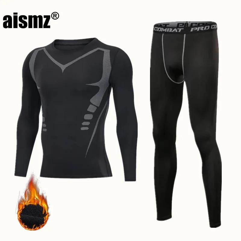 Thermounterwäsche-Set für Herren im Winter – Kompressions-Fleece-Unterwäsche, lange Unterwäsche, erste Schicht Sportbekleidung