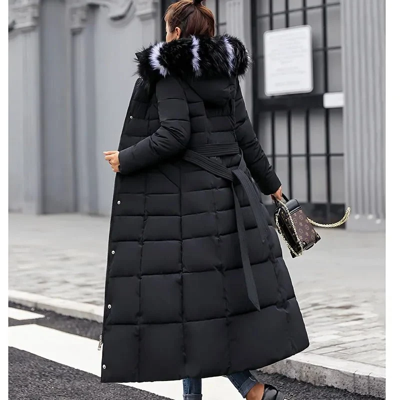 Neue Winterparkas für Damen – Lockerer, warmer, dick gefütterter Mantel mit großem Pelzkragen und Kapuze.