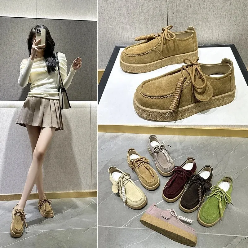 AIYUQI 2026 Damen-Loafer aus echtem Leder, flache Schnürschuhe, große Größe