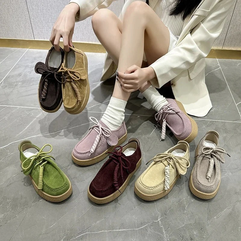 AIYUQI 2026 Damen-Loafer aus echtem Leder, flache Schnürschuhe, große Größe