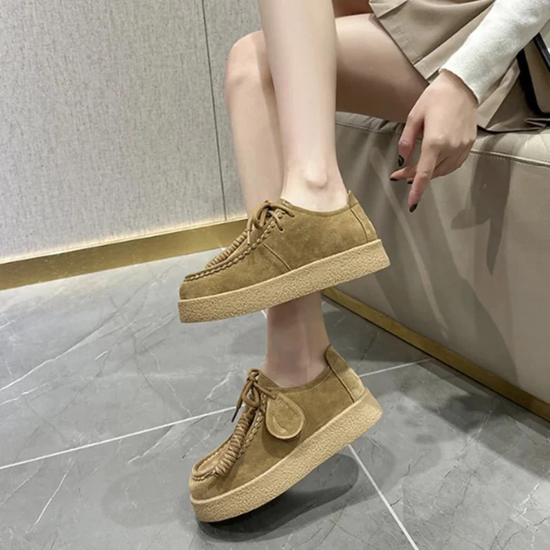 AIYUQI 2026 Damen-Loafer aus echtem Leder, flache Schnürschuhe, große Größe