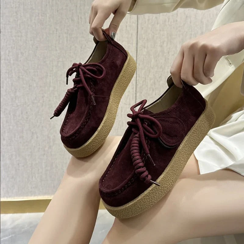 AIYUQI 2026 Damen-Loafer aus echtem Leder, flache Schnürschuhe, große Größe